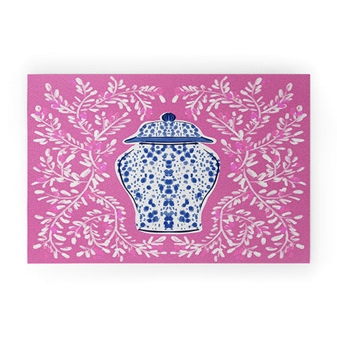 Britt Mills Design Chinoiserie Pink Welcome Mat