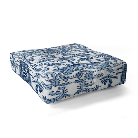 Britt Mills Design Coastal Chinoiserie II Floor Pillow Square