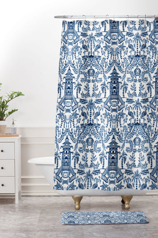 Britt Mills Design Coastal Chinoiserie II Shower Curtain And Mat