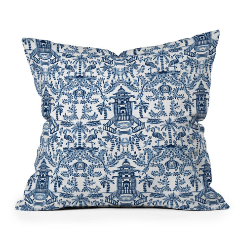 Britt Mills Design Coastal Chinoiserie II Outdoor Throw Pillow