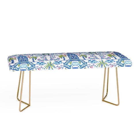 Britt Mills Design Colorful Coastal Chinoiserie Bench