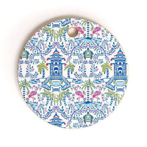 Britt Mills Design Colorful Coastal Chinoiserie Cutting Board Round