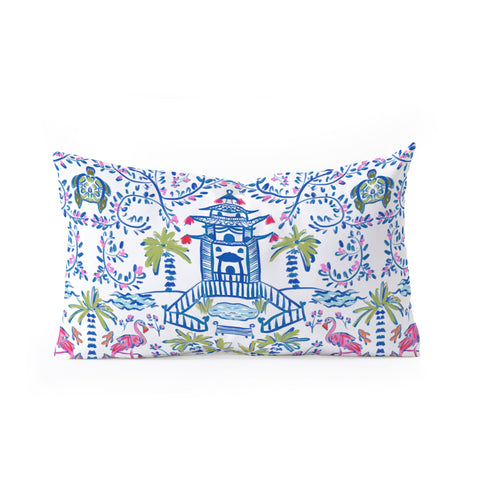 Britt Mills Design Colorful Coastal Chinoiserie Oblong Throw Pillow