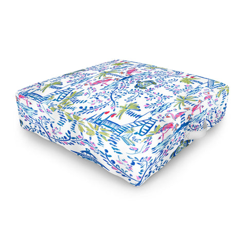 Britt Mills Design Colorful Coastal Chinoiserie Outdoor Floor Cushion