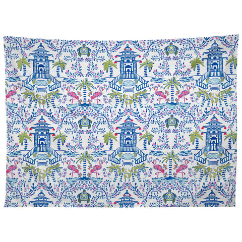 Britt Mills Design Colorful Coastal Chinoiserie Tapestry