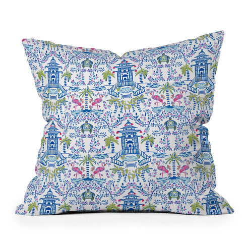 Britt Mills Design Colorful Coastal Chinoiserie Throw Pillow