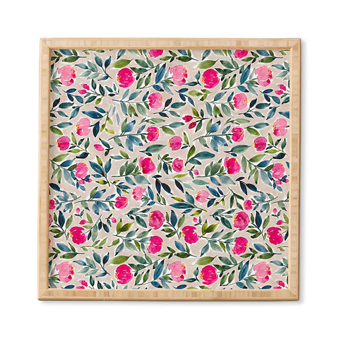 Britt Mills Design Popping Peonies Beige Framed Wall Art
