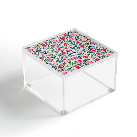 Britt Mills Design Popping Peonies Beige Acrylic Box