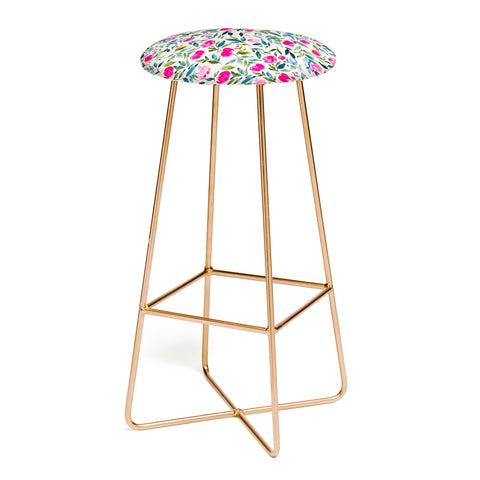 Britt Mills Design Popping Peonies Beige Bar Stool