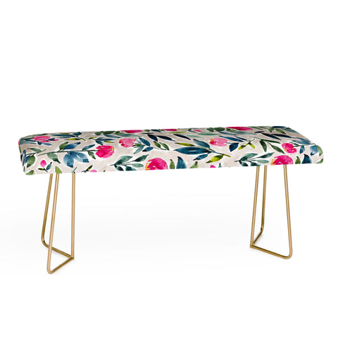 Britt Mills Design Popping Peonies Beige Bench