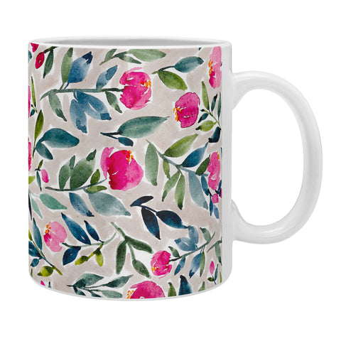 Britt Mills Design Popping Peonies Beige Coffee Mug