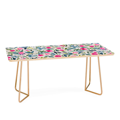 Britt Mills Design Popping Peonies Beige Coffee Table