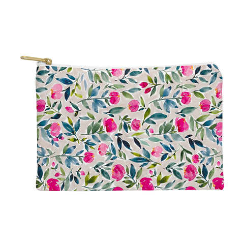 Britt Mills Design Popping Peonies Beige Pouch