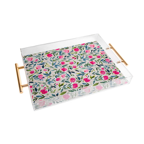 Britt Mills Design Popping Peonies Beige Acrylic Tray