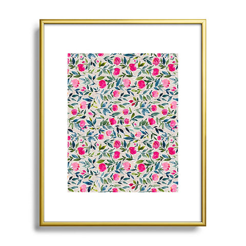 Britt Mills Design Popping Peonies Beige Metal Framed Art Print
