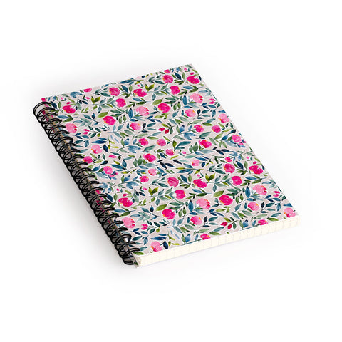 Britt Mills Design Popping Peonies Beige Spiral Notebook
