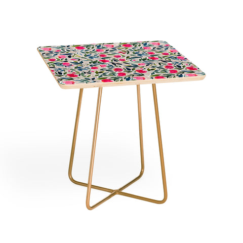 Britt Mills Design Popping Peonies Beige Side Table