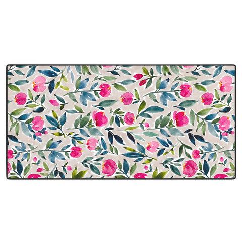 Britt Mills Design Popping Peonies Beige Desk Mat
