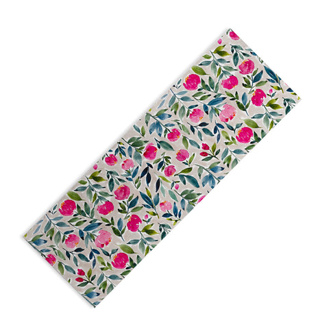 Britt Mills Design Popping Peonies Beige Yoga Mat