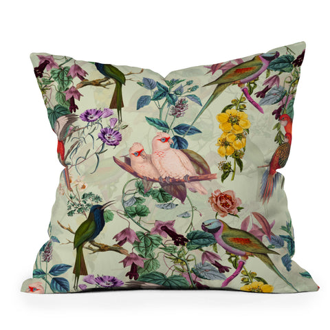 Burcu Korkmazyurek Floral and Birds VIII Outdoor Throw Pillow