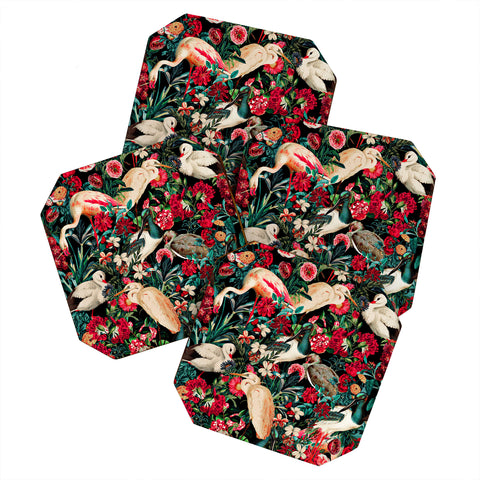 Burcu Korkmazyurek FLORAL AND BIRDS XIV Coaster Set