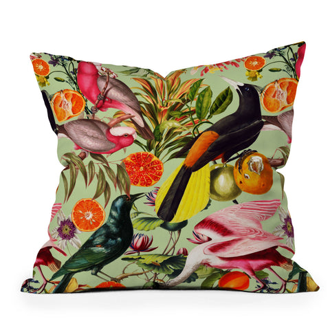Burcu Korkmazyurek Floral and Birds XXXVII Outdoor Throw Pillow
