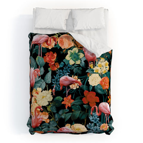 Burcu Korkmazyurek Floral and Flamingo II Duvet Cover
