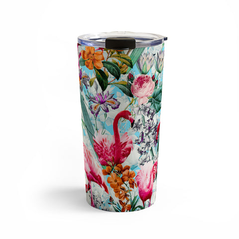 Burcu Korkmazyurek Floral and Flamingo VII Travel Mug