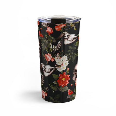 Burcu Korkmazyurek Floral and Skull Pattern Travel Mug
