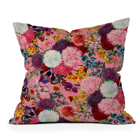 Burcu Korkmazyurek Floral Pink Pattern Outdoor Throw Pillow