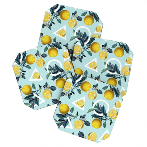 Burcu Korkmazyurek Geometric and Lemon III Coaster Set