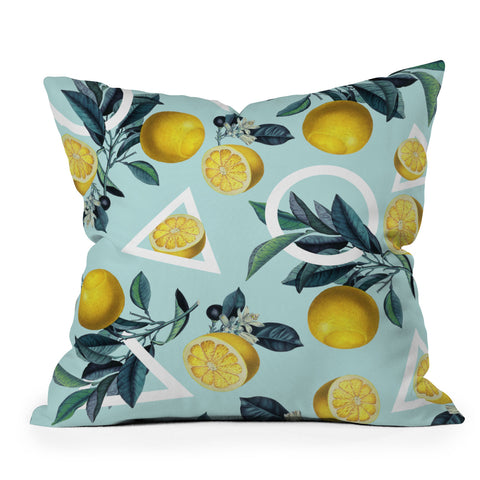 Burcu Korkmazyurek Geometric and Lemon III Outdoor Throw Pillow