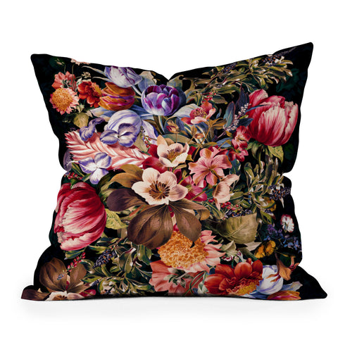 Burcu Korkmazyurek Midnight Garden VII Outdoor Throw Pillow