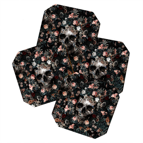 Burcu Korkmazyurek Skull and Floral Pattern Coaster Set