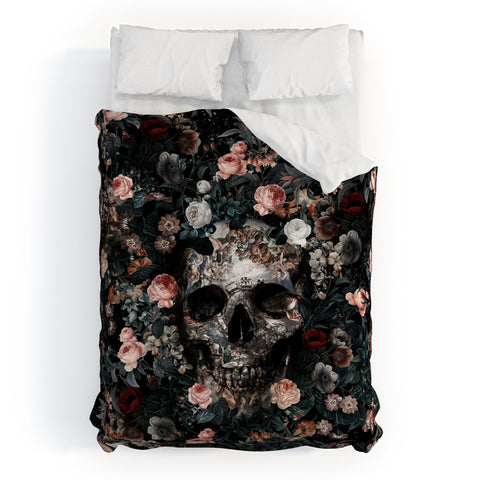 Burcu Korkmazyurek Skull and Floral Pattern Duvet Cover