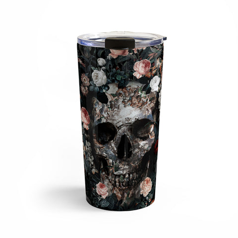 Burcu Korkmazyurek Skull and Floral Pattern Travel Mug