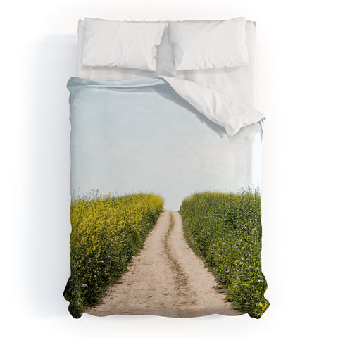By Brije Black Mustard Flower Field Duvet Cover