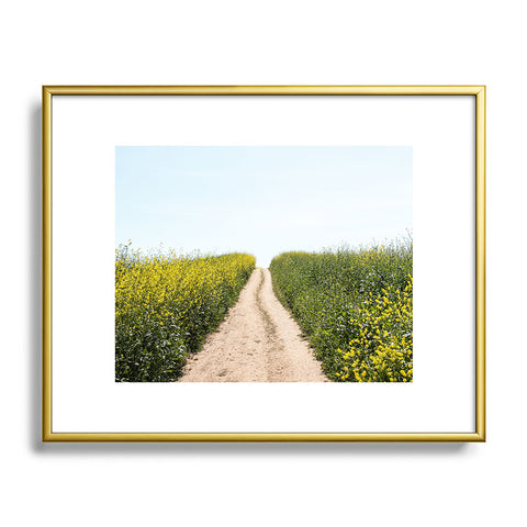 By Brije Black Mustard Flower Field Metal Framed Art Print
