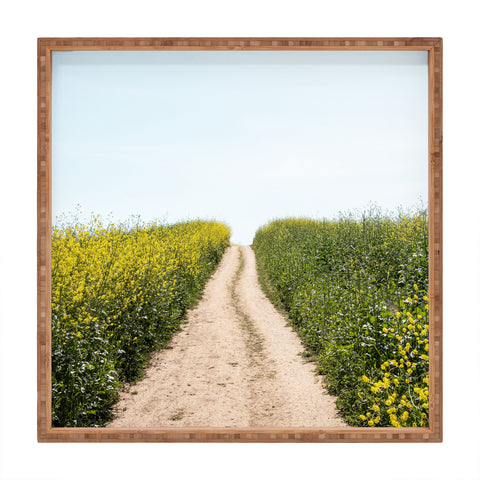 By Brije Black Mustard Flower Field Square Tray