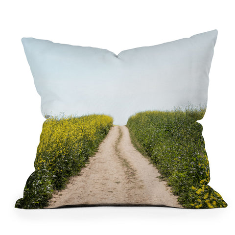 By Brije Black Mustard Flower Field Throw Pillow