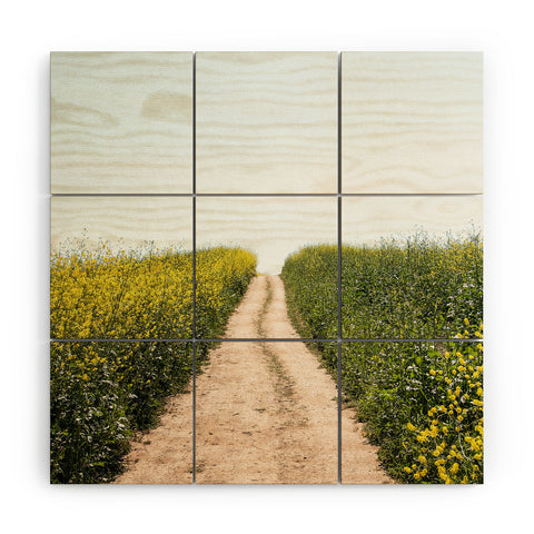 By Brije Black Mustard Flower Field Wood Wall Mural