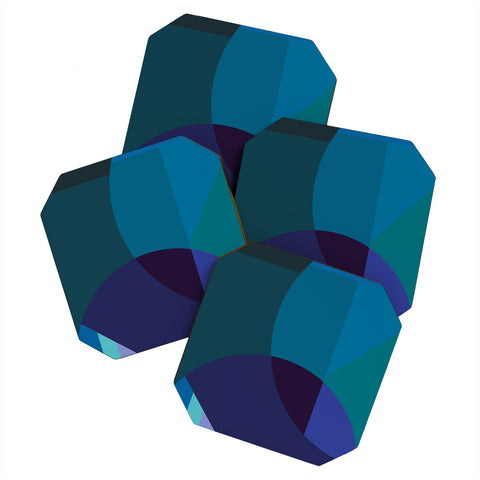 By Brije Coastal Nights Blue Abstract Coaster Set