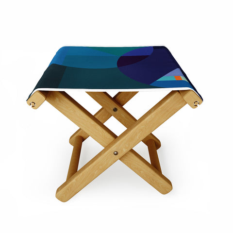 By Brije Coastal Nights Blue Abstract Folding Stool