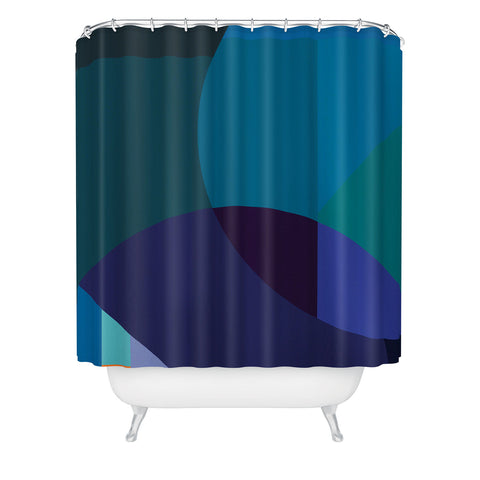 By Brije Coastal Nights Blue Abstract Shower Curtain