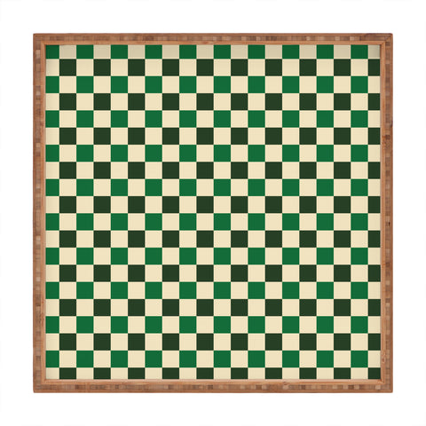 By Brije Green Crossings Gingham Checker Square Tray
