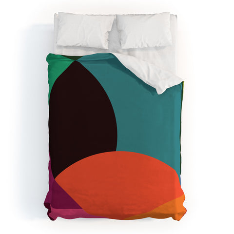 By Brije Pink Sunsets Geometric Abstract Duvet Cover
