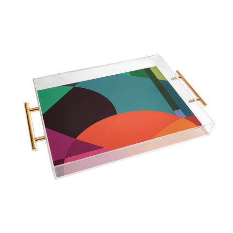By Brije Pink Sunsets Geometric Abstract Acrylic Tray