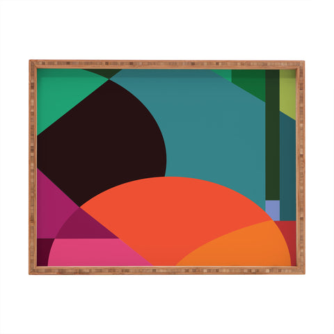By Brije Pink Sunsets Geometric Abstract Rectangular Tray