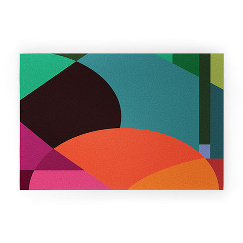 By Brije Pink Sunsets Geometric Abstract Welcome Mat