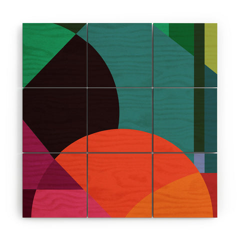 By Brije Pink Sunsets Geometric Abstract Wood Wall Mural